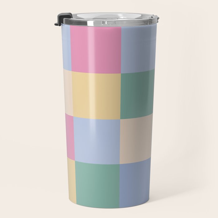 Bold Pastel Checks Pattern - Large XXXII Travel Mug Gallery Image 3