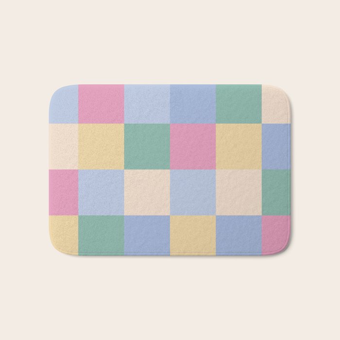 Bold Pastel Checks Pattern - Large XXXII Bath Mat Gallery Image 1