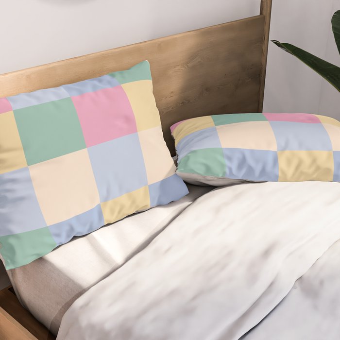 Bold Pastel Checks Pattern - Large XXXII Pillow Sham Gallery Image 2