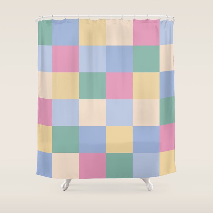 Bold Pastel Checks Pattern - Large XXXII Shower Curtain Gallery Image 1