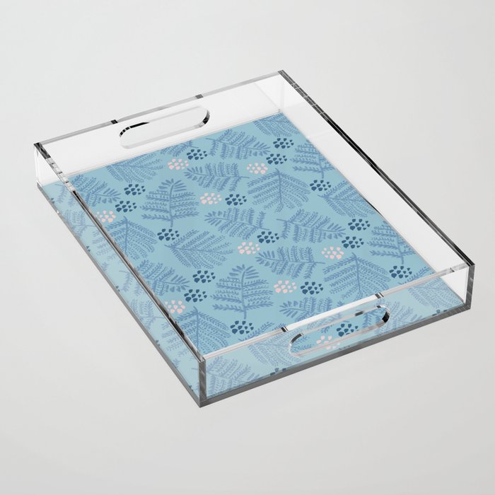 Winter & Woodsy Pine Trees in Warm Blue Acrylic Tray Gallery Image 1