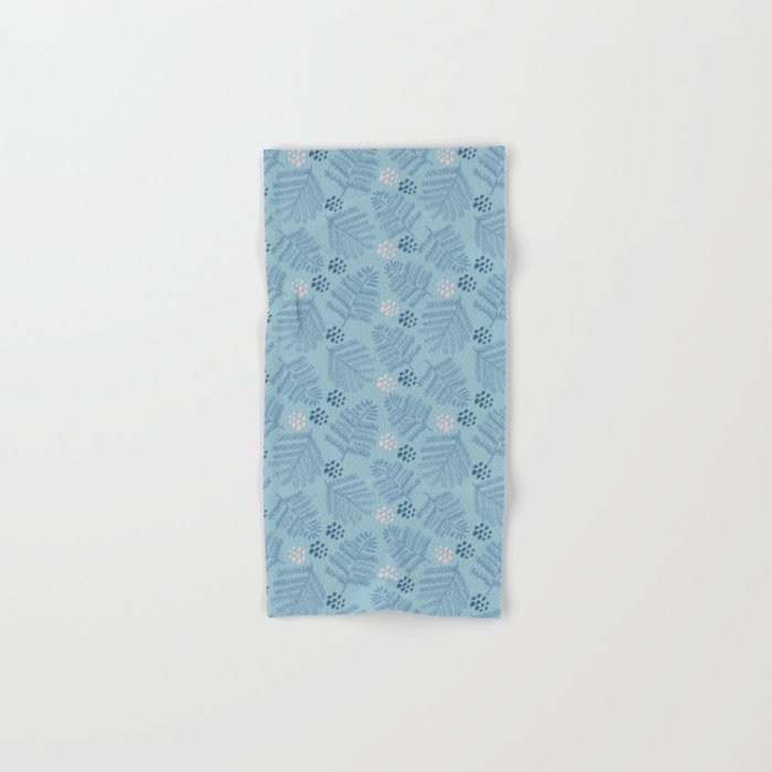 Winter & Woodsy Pine Trees in Warm Blue Bath Towel Gallery Image 1