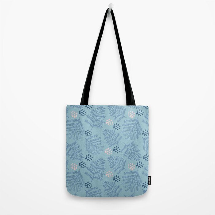 Winter & Woodsy Pine Trees in Warm Blue Tote Bag Gallery Image 2