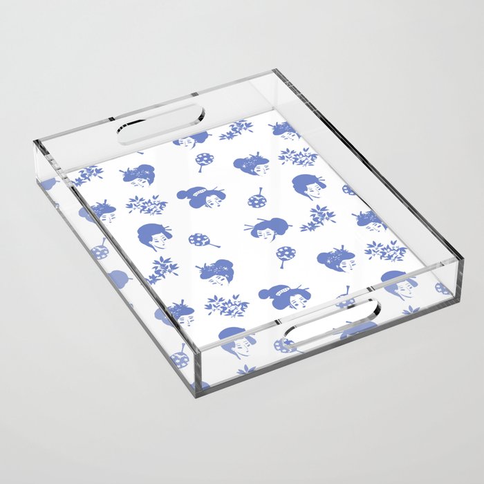 Light blue japanese pattern Acrylic Tray Gallery Image 1