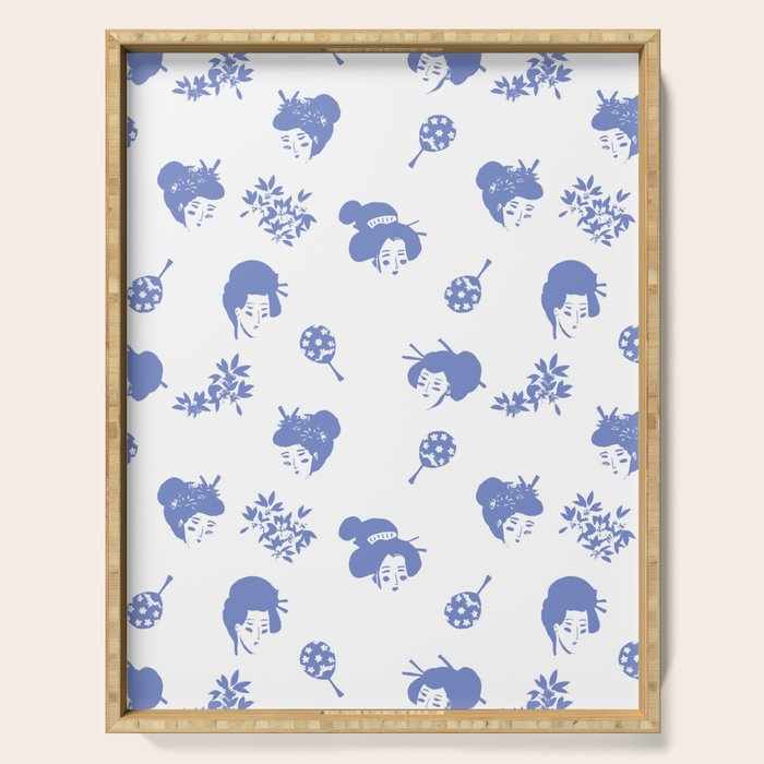 Light blue japanese pattern Serving Tray Gallery Image 1