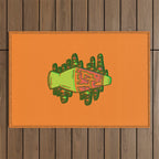 Lit lava lamp in orange in 3D Outdoor Rug Gallery Image 1