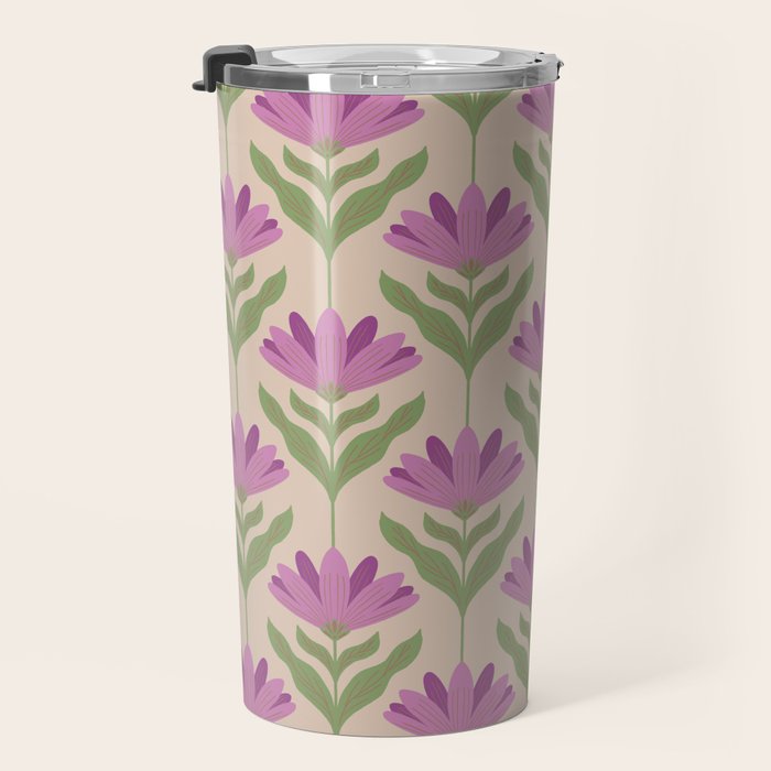 Violet Bloom - Bold Botanical Floral Pattern Travel Mug Gallery Image 3