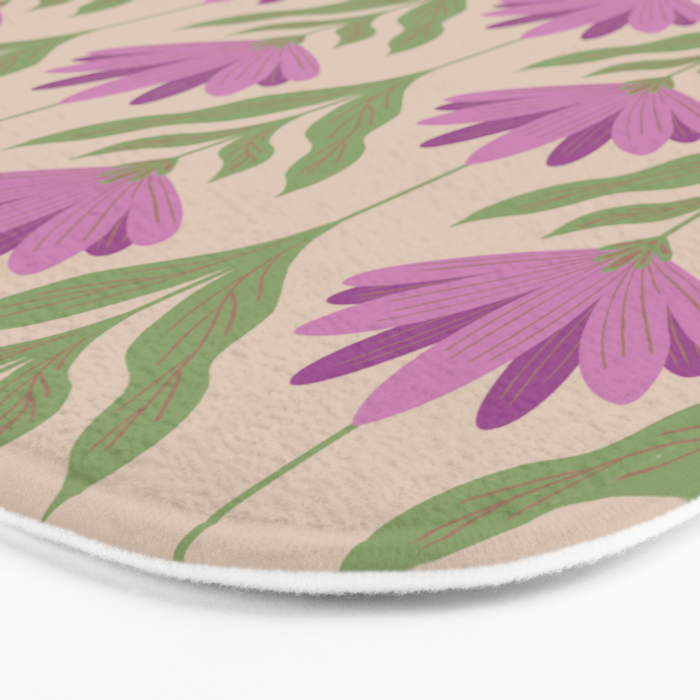 Violet Bloom - Bold Botanical Floral Pattern Bath Mat Gallery Image 3