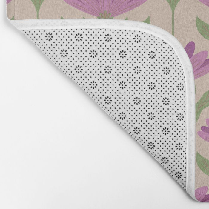 Violet Bloom - Bold Botanical Floral Pattern Bath Mat Gallery Image 2
