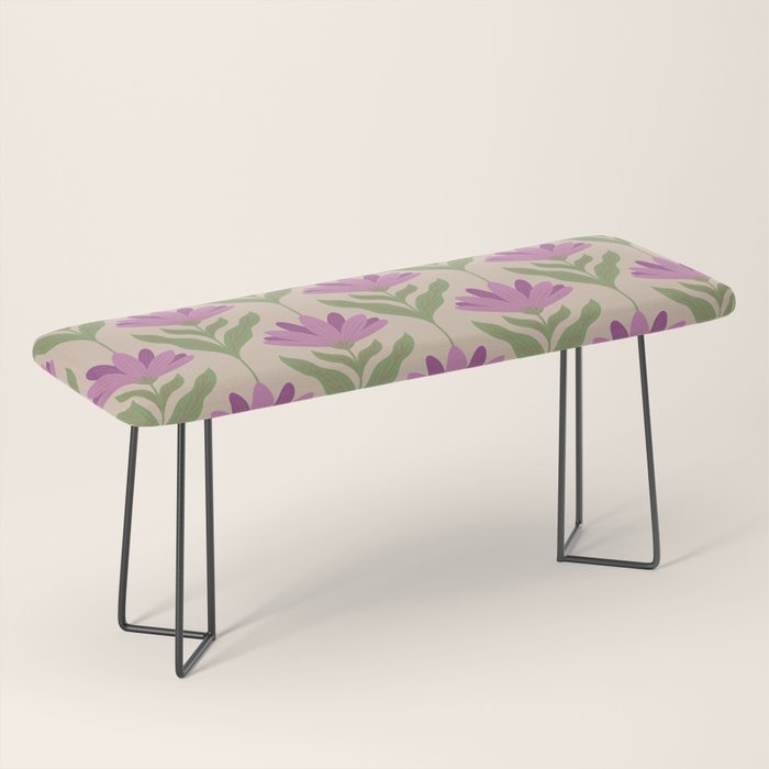 Violet Bloom - Bold Botanical Floral Pattern Bench Gallery Image 1