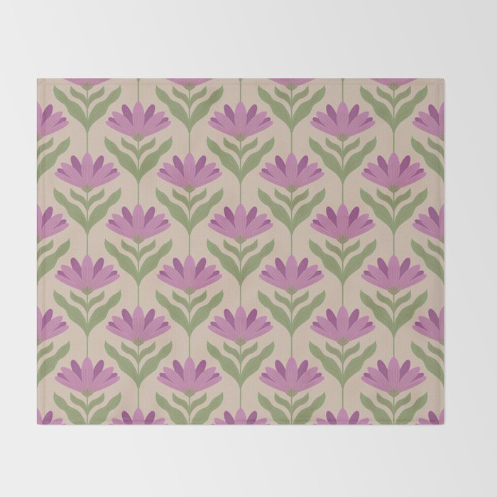 Violet Bloom - Bold Botanical Floral Pattern Throw Blanket Gallery Image 2
