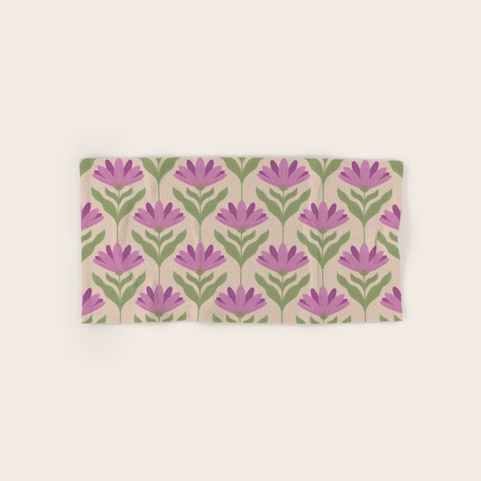 Violet Bloom - Bold Botanical Floral Pattern Bath Towel Gallery Image 1