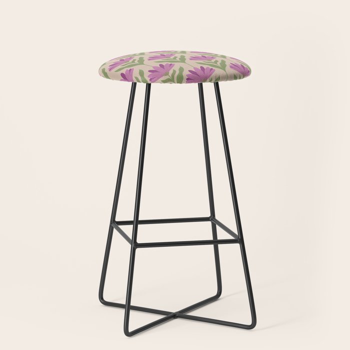 Violet Bloom - Bold Botanical Floral Pattern Stool Gallery Image 1