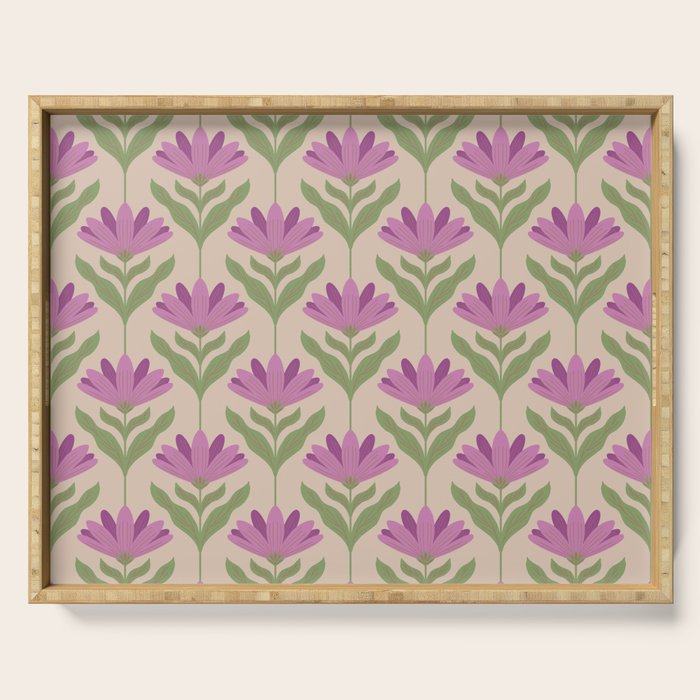 Violet Bloom - Bold Botanical Floral Pattern Serving Tray Gallery Image 1