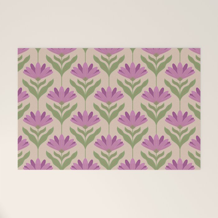 Violet Bloom - Bold Botanical Floral Pattern Welcome Mat Gallery Image 1