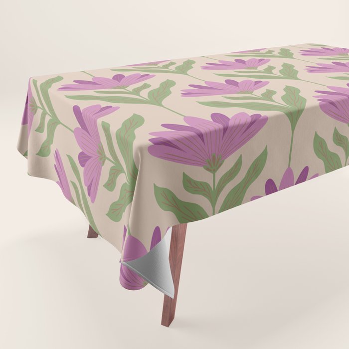 Violet Bloom - Bold Botanical Floral Pattern Tablecloth Gallery Image 1