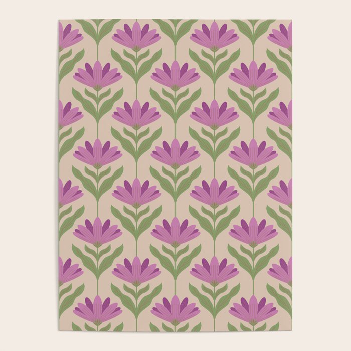 Violet Bloom - Bold Botanical Floral Pattern Poster Gallery Image 1