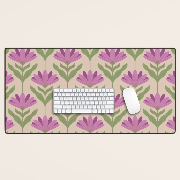 Violet Bloom - Bold Botanical Floral Pattern Desk Mat Gallery Image 1