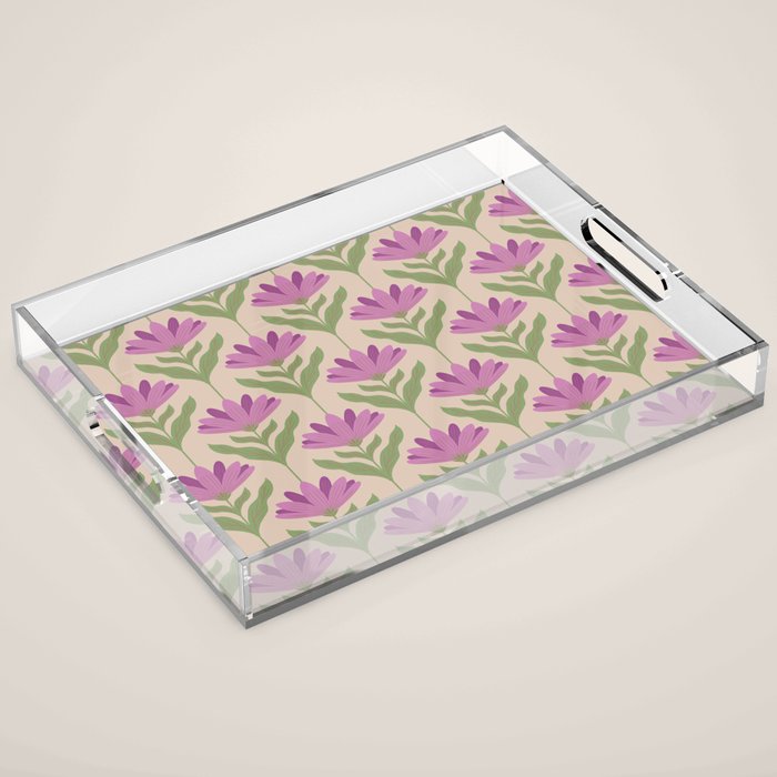 Violet Bloom - Bold Botanical Floral Pattern Acrylic Tray Gallery Image 1
