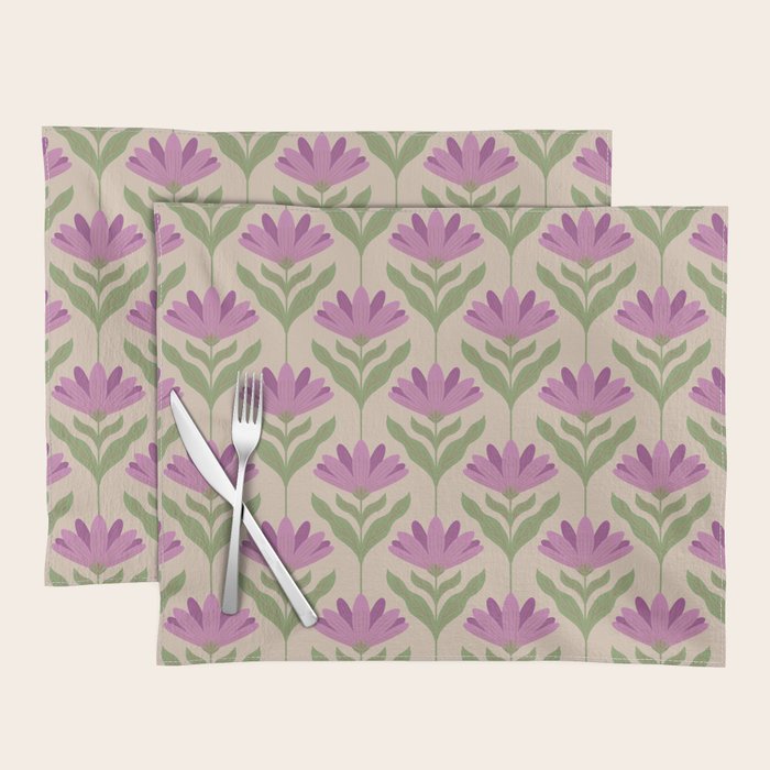 Violet Bloom - Bold Botanical Floral Pattern Placemat Gallery Image 1