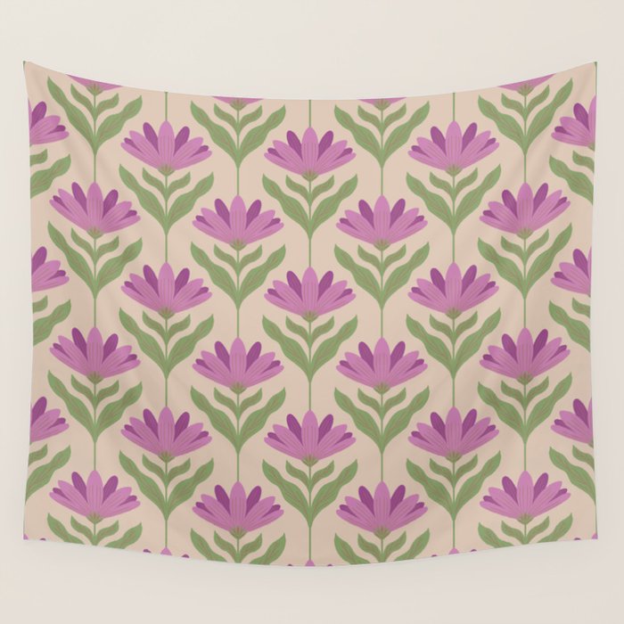 Violet Bloom - Bold Botanical Floral Pattern Wall Tapestry Gallery Image 4