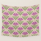 Violet Bloom - Bold Botanical Floral Pattern Wall Tapestry Gallery Image 4