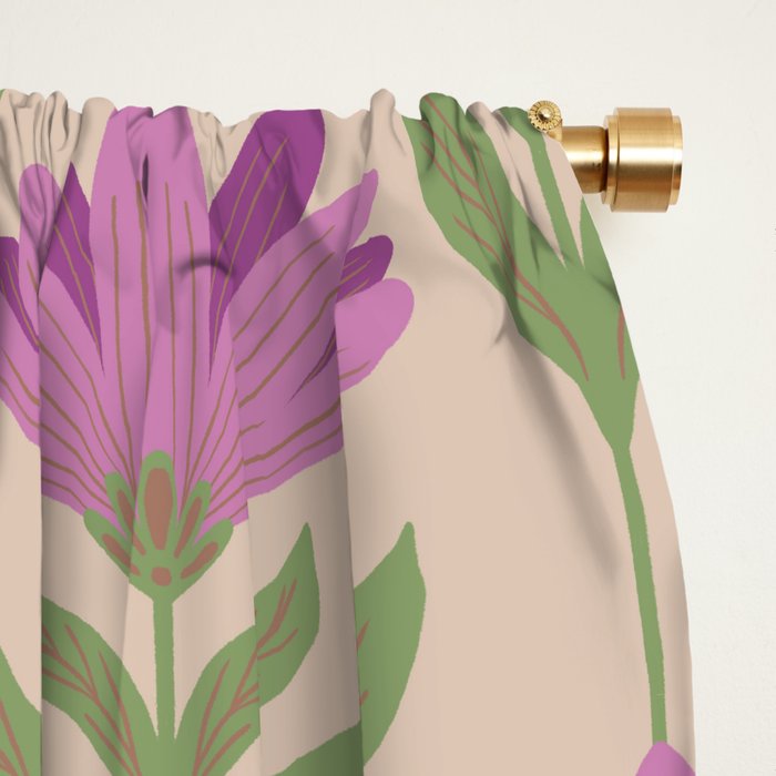 Violet Bloom - Bold Botanical Floral Pattern Window Curtain Gallery Image 2
