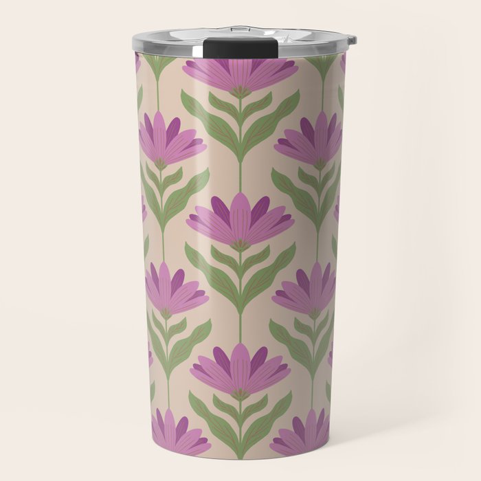 Violet Bloom - Bold Botanical Floral Pattern Travel Mug Gallery Image 1