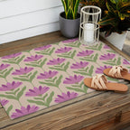 Violet Bloom - Bold Botanical Floral Pattern Outdoor Rug Gallery Image 2