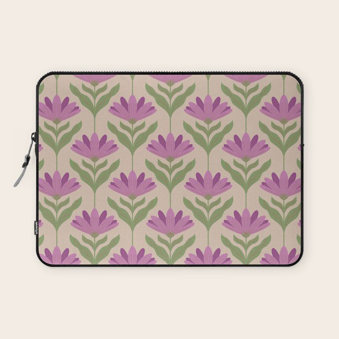 Violet Bloom - Bold Botanical Floral Pattern Laptop Sleeve Gallery Image 1