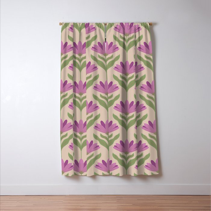 Violet Bloom - Bold Botanical Floral Pattern Window Curtain Gallery Image 3