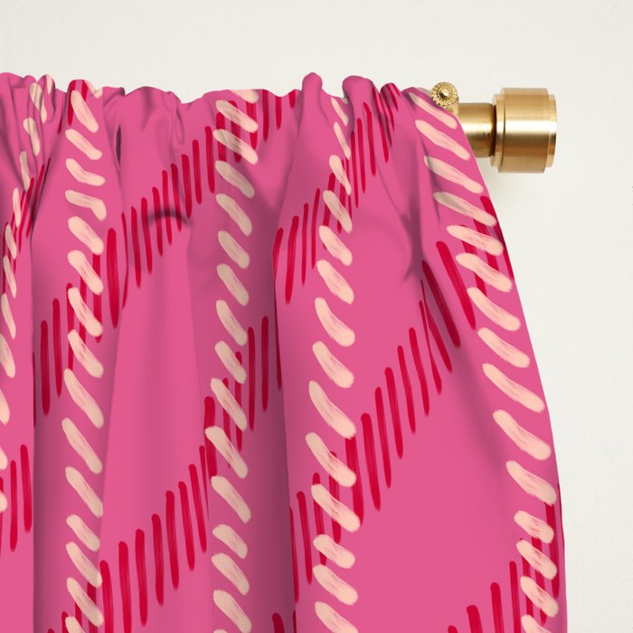 Playful Pink Plaid Window Curtain Gallery Image 2