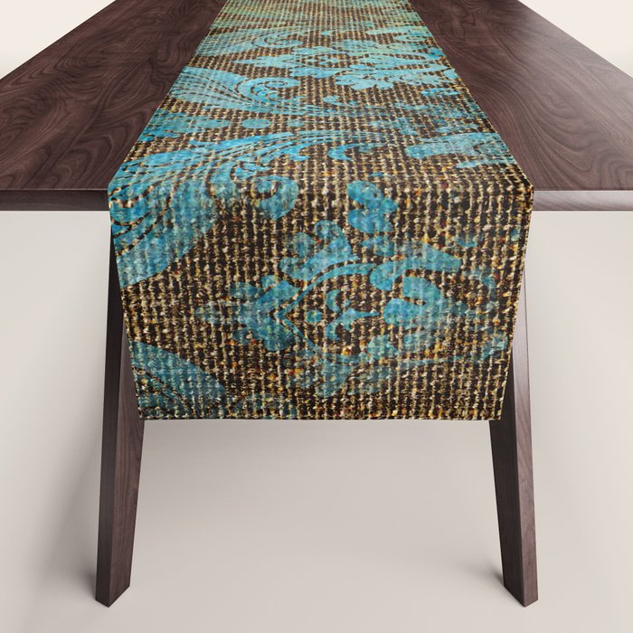 Aged Damask Texture 4 Table Runner Gallery Image 1