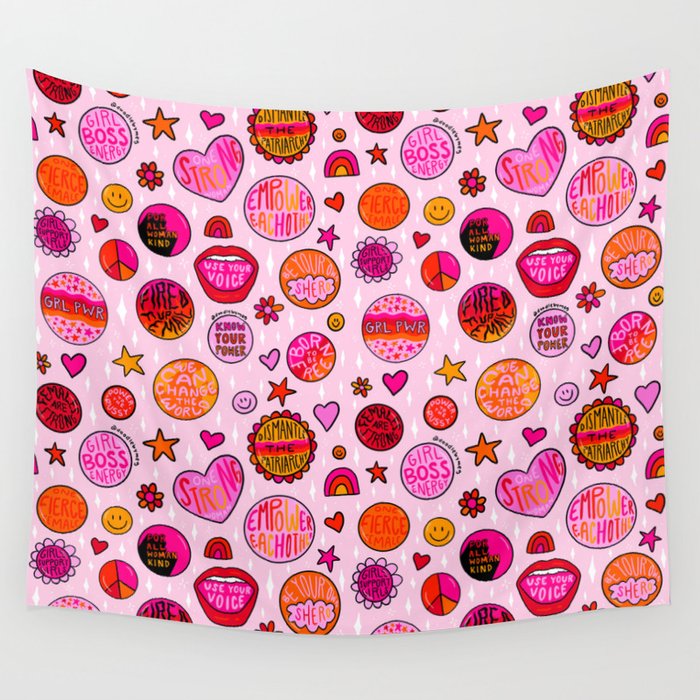 Feminist Buttons Wall Tapestry Gallery Image 4