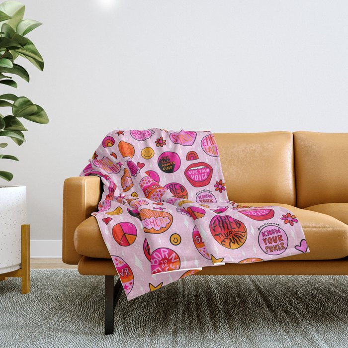 Feminist Buttons Throw Blanket Gallery Image 1