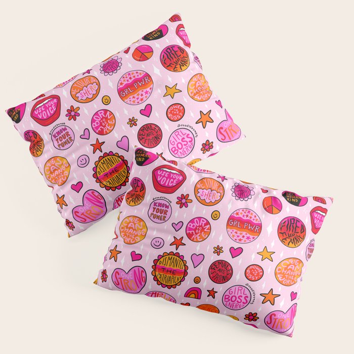 Feminist Buttons Pillow Sham Gallery Image 1