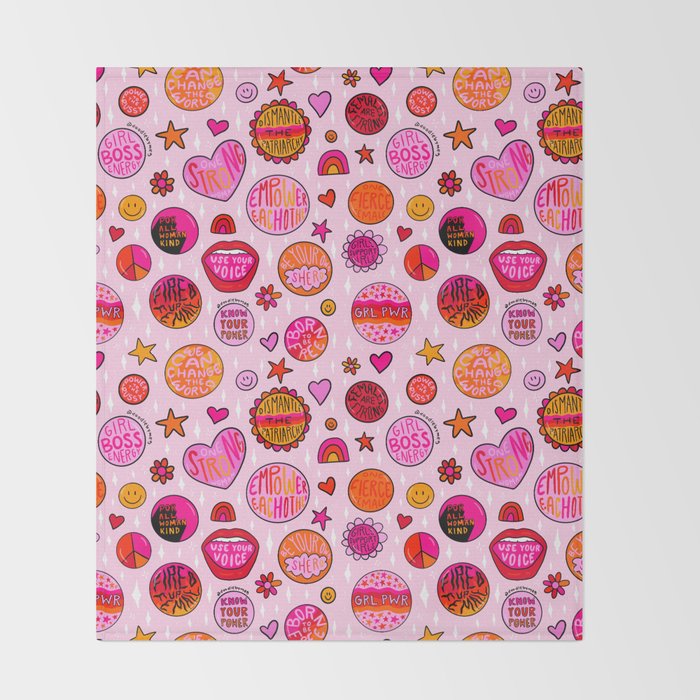 Feminist Buttons Throw Blanket Gallery Image 2