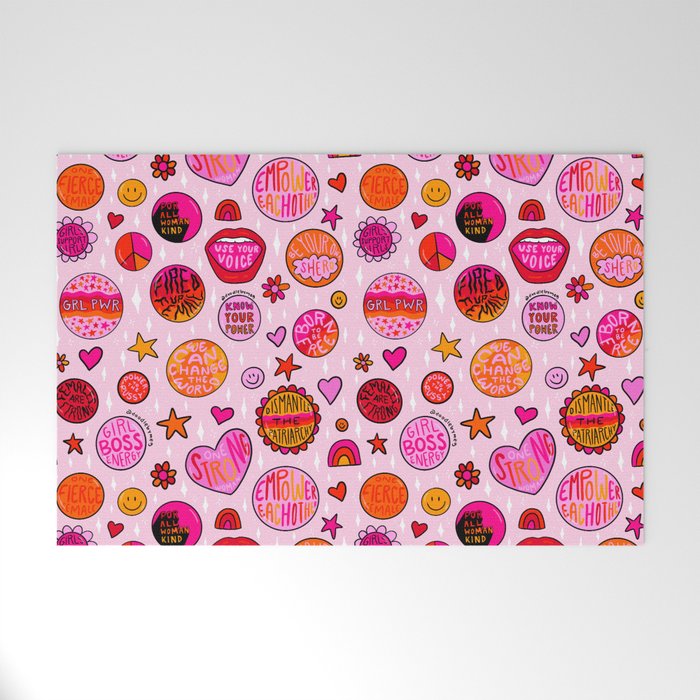 Feminist Buttons Welcome Mat Gallery Image 1