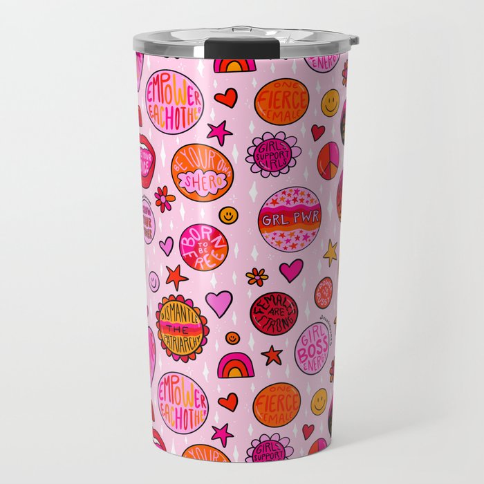 Feminist Buttons Travel Mug Gallery Image 1