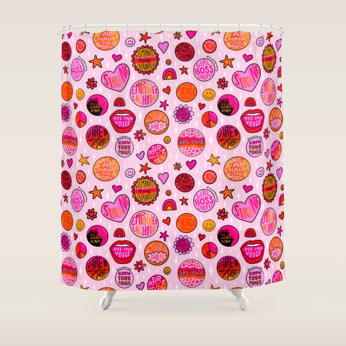 Feminist Buttons Shower Curtain Gallery Image 1