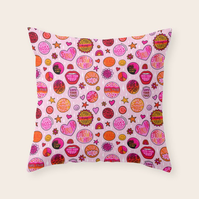 Feminist Buttons Throw Pillow Gallery Image 6