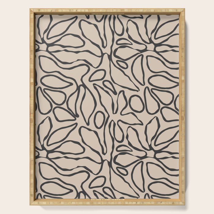 Abstract vintage flower art pattern Serving Tray Gallery Image 1