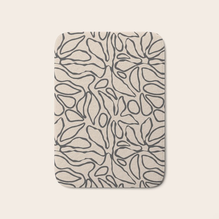 Abstract vintage flower art pattern Bath Mat Gallery Image 1