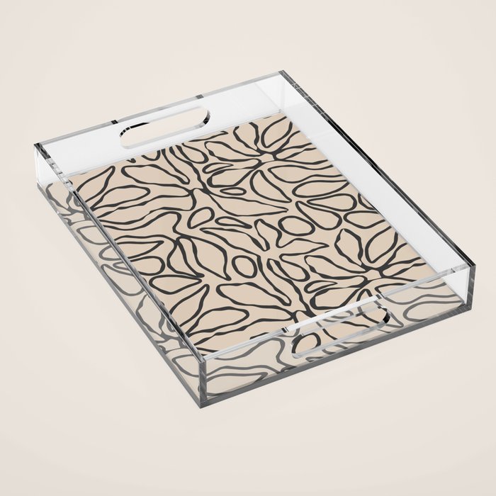 Abstract vintage flower art pattern Acrylic Tray Gallery Image 1