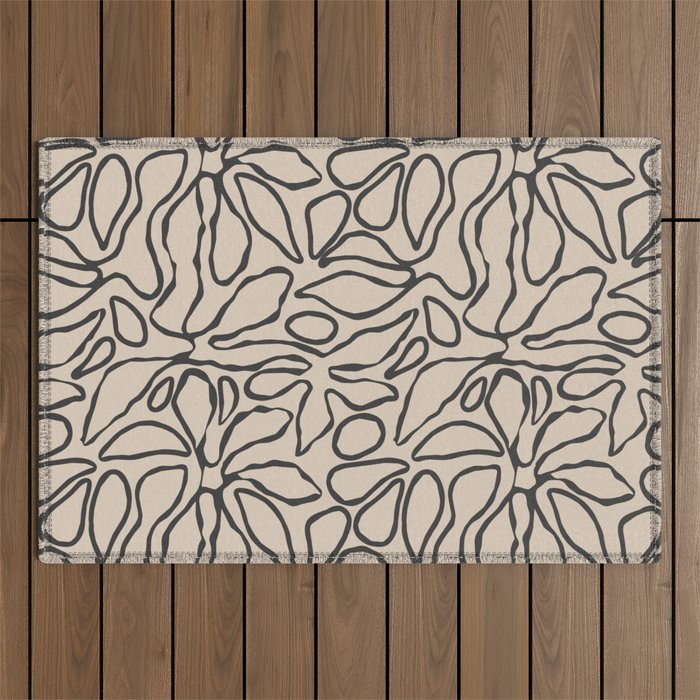 Abstract vintage flower art pattern Outdoor Rug Gallery Image 1