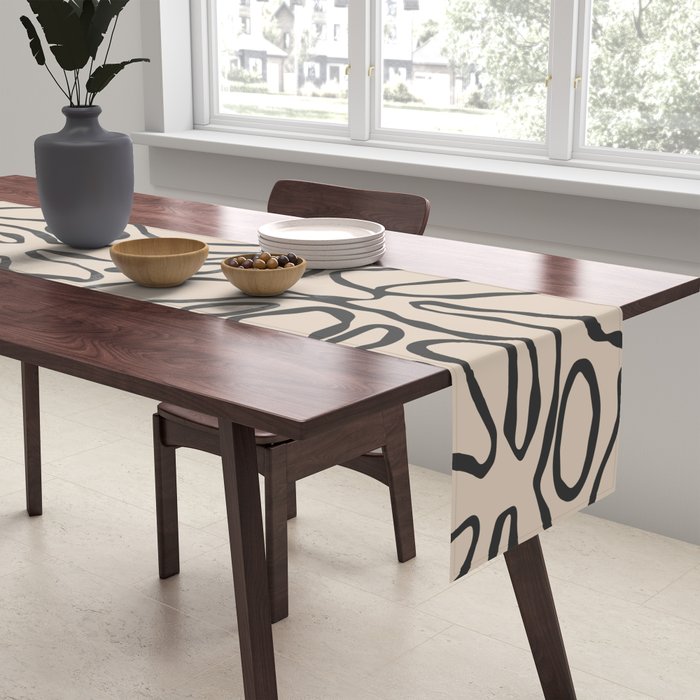Abstract vintage flower art pattern Table Runner Gallery Image 2