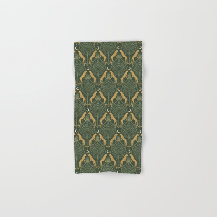 Night Cheetahs - Fern Green and Gold Bath Towel Gallery Image 1