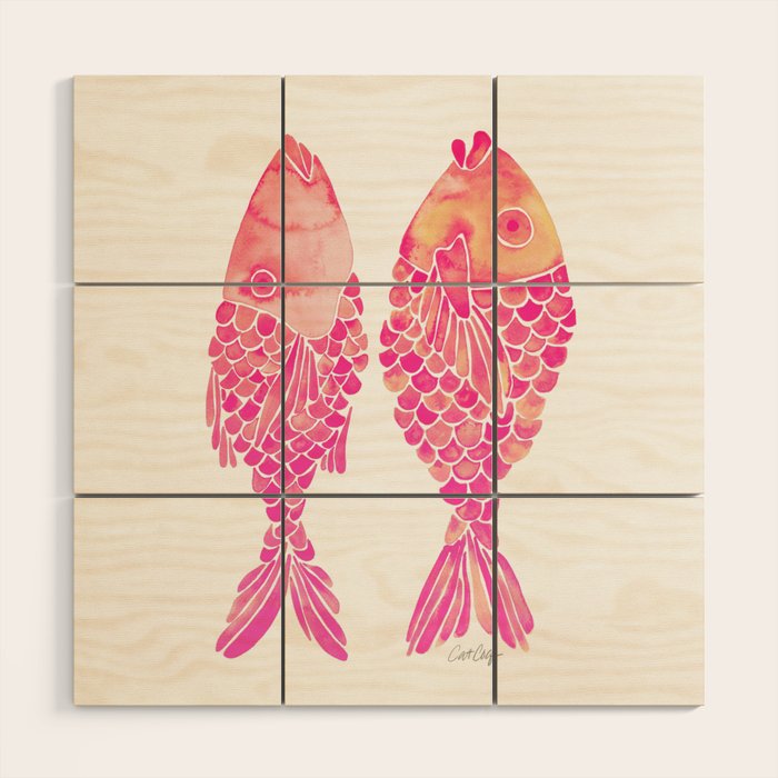 Indonesian Fish Duo - Pink Palette Wood Wall Art Gallery Image 1