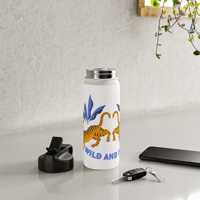 Tigers and tropical leaves. Water Bottle Gallery Image 4