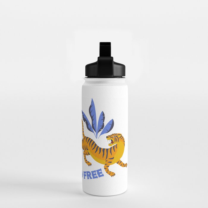 Tigers and tropical leaves. Water Bottle Gallery Image 2